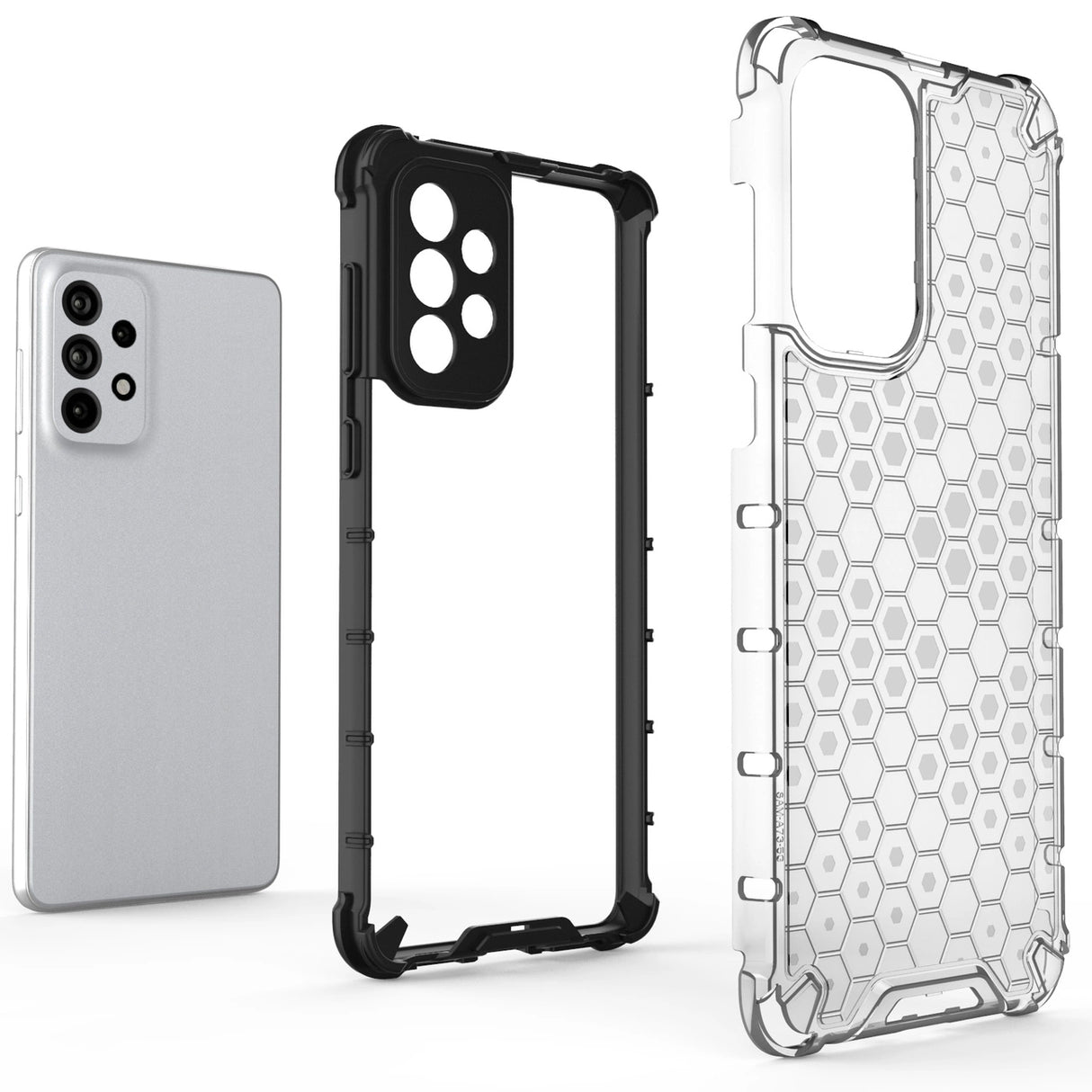 Honeycomb case pansret cover med en gel ramme til Samsung Galaxy A73 gennemsigtig