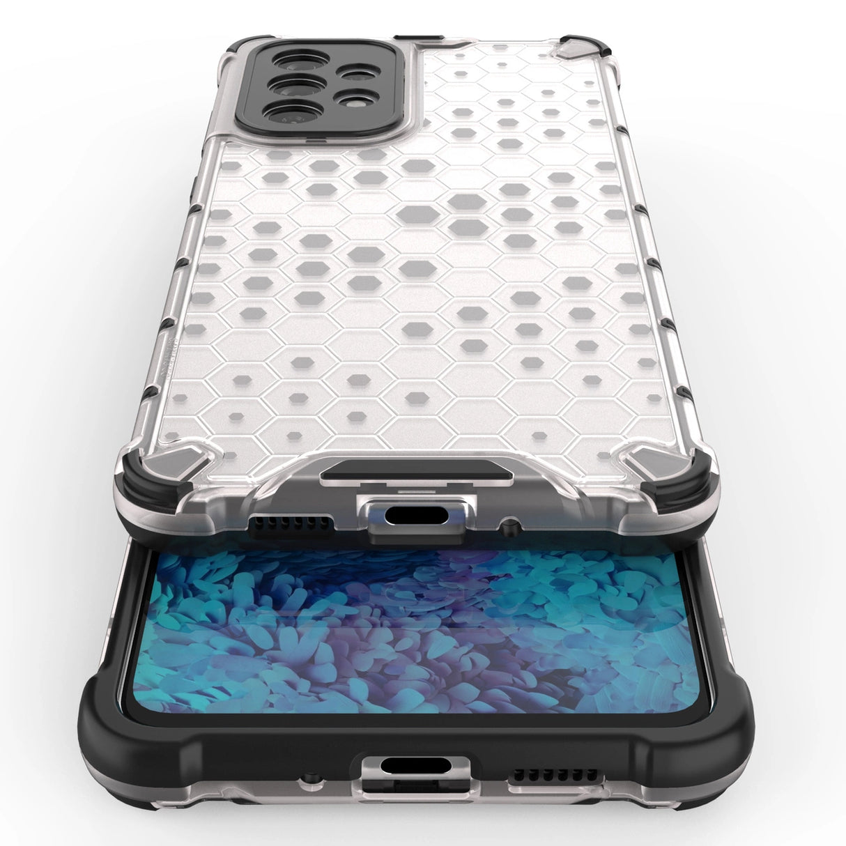 Honeycomb case pansret cover med en gel ramme til Samsung Galaxy A73 gennemsigtig