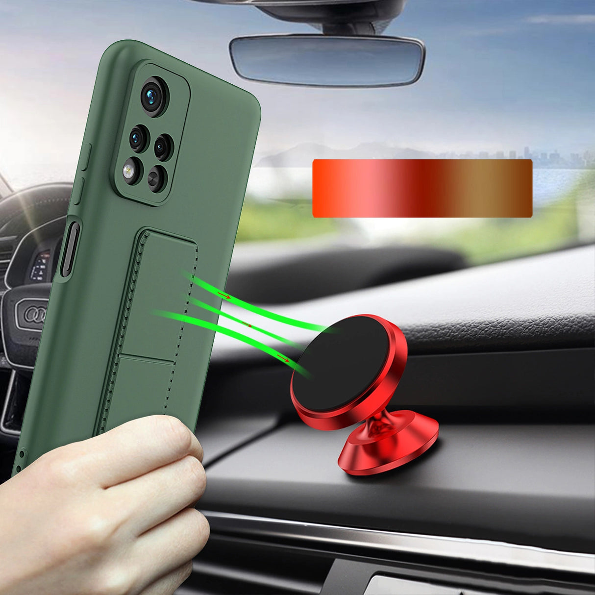 Wozinsky Kickstand Case Silicone Stand Cover til Xiaomi Redmi Note 11S / Note 11 sort