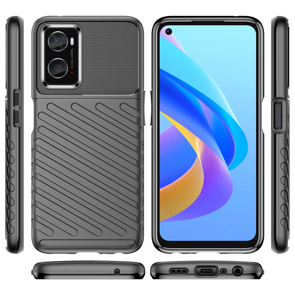 Thunder Case fleksible pansrede cover til Oppo A76 / Oppo A36 / Realme 9i sort