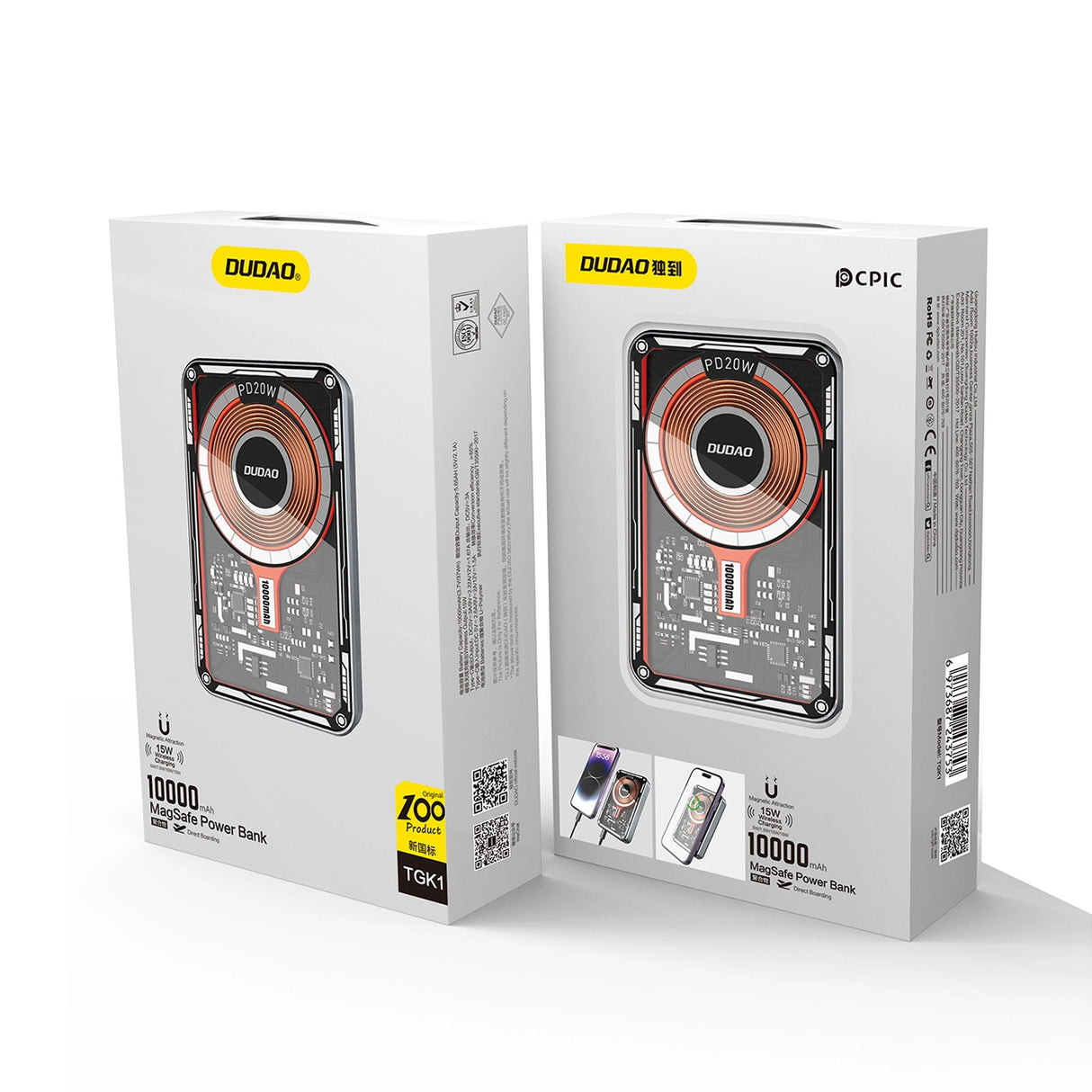 Dudao TGK1 powerbank med MagSafe trådløs oplader 20W 10000mAh sort (TGK1-sort)