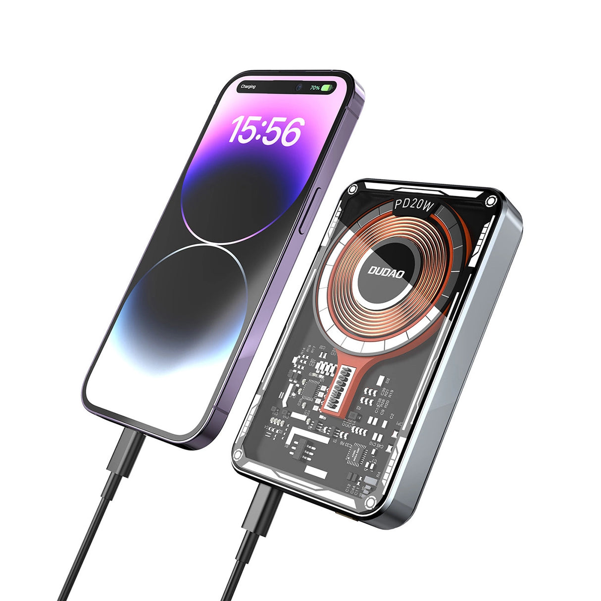 Dudao TGK1 powerbank med MagSafe trådløs oplader 20W 10000mAh sort (TGK1-sort)