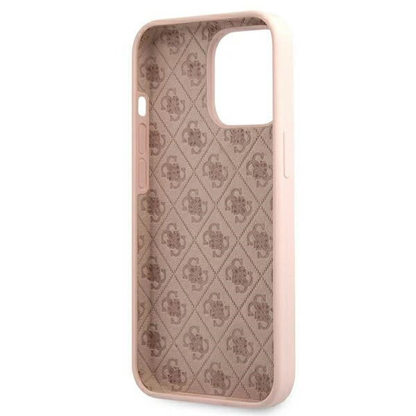 Guess GUHMP13LLSLMGLP iPhone 13 Pro / 13 6.1" lyserød/lyserød hardcase Silicone Script Gold Logo Magsafe