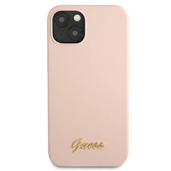 Guess GUHMP13MLSLMGLP iPhone 13 6.1" lyserød/lyserød hardcase Silicone Script Gold Logo Magsafe