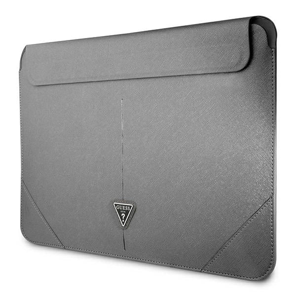 Guess Saffiano Triangle Logo-kasse til en 16" laptop - sølv