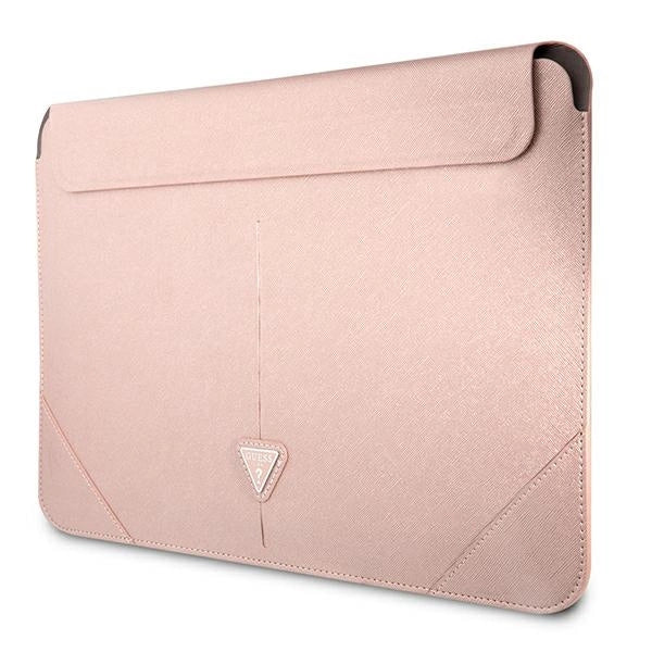 Guess Saffiano Triangle Logo-kasse til en 16" bærbar computer - pink