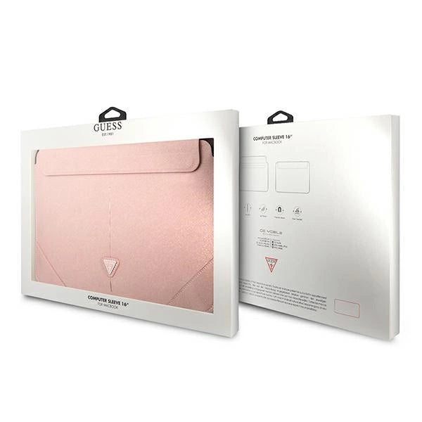 Guess Saffiano Triangle Logo-kasse til en 16" bærbar computer - pink