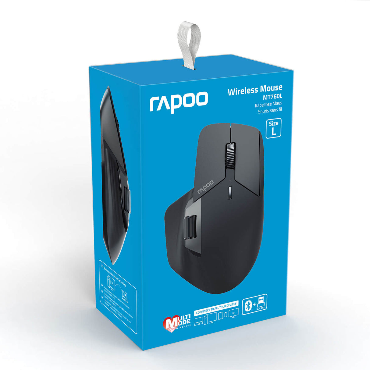 Rapoo Mouse Mt760 L Wireless Multi Mode Grey Black