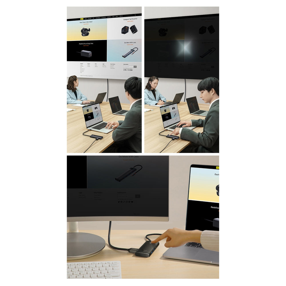 Baseus Lite Series multifunktionel USB Type C HUB - 2 x USB 3.0 / USB Type C / HDMI 1.4 / SD/TF OTG sort (WKQX050001)