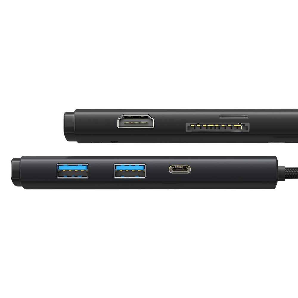 Baseus Lite Series multifunktionel USB Type C HUB - 2 x USB 3.0 / USB Type C / HDMI 1.4 / SD/TF OTG sort (WKQX050001)