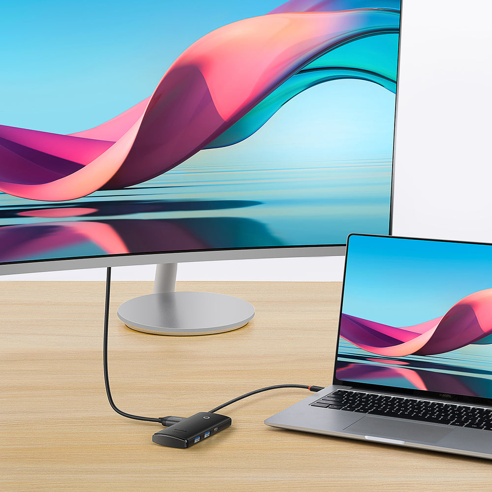 Baseus Lite Series multifunktionel USB Type C HUB - 2 x USB 3.0 / USB Type C / HDMI 1.4 / SD/TF OTG sort (WKQX050001)