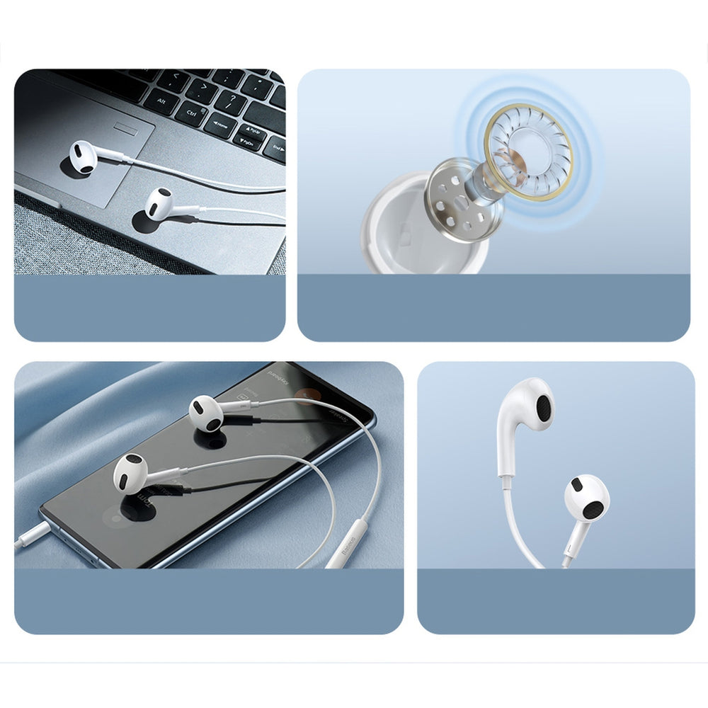 Baseus Encok H17 3,5 mm minijack-hovedtelefoner med ledning, hvide (NGCR020002)