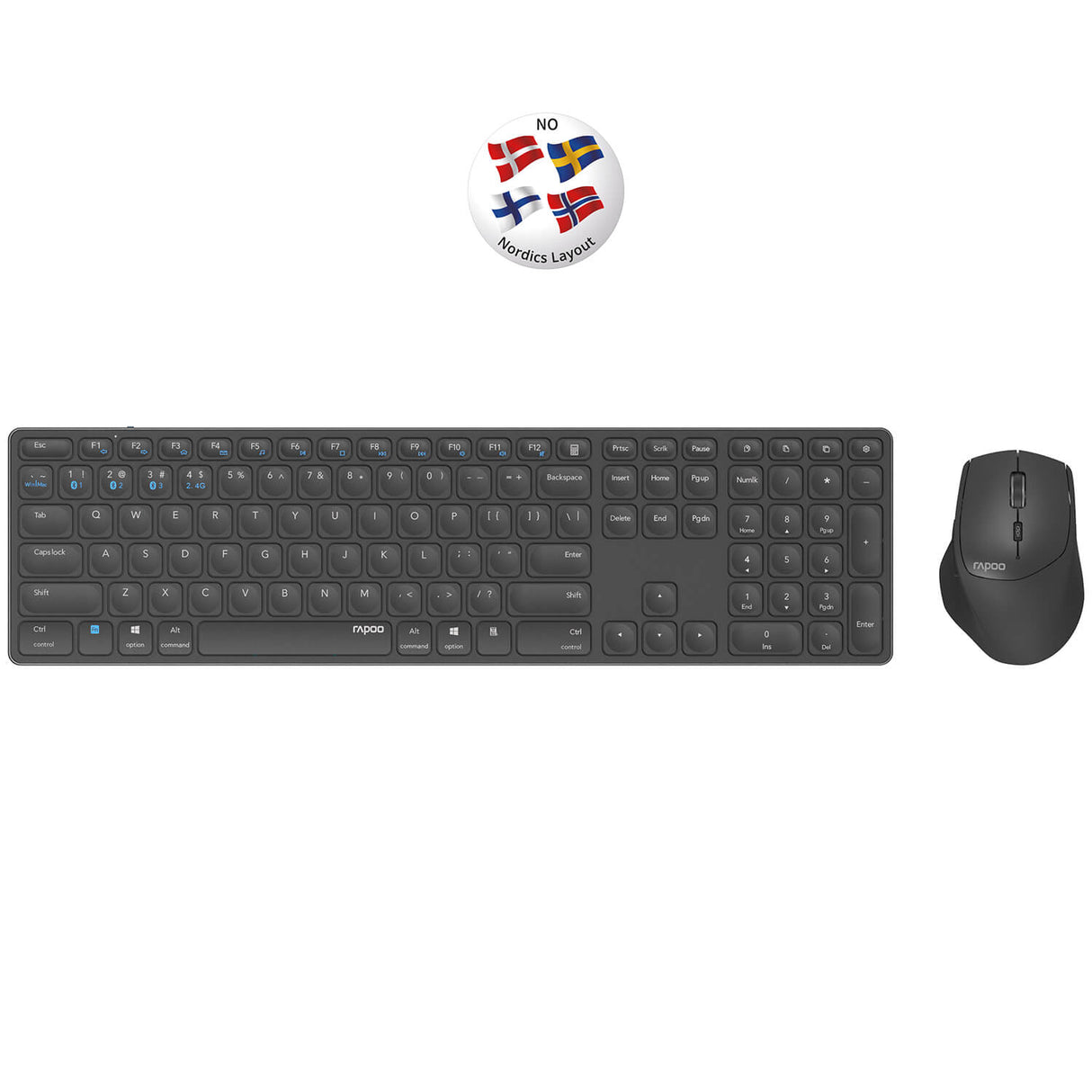Rapoo Keyboard/Mice Set 9800 M Wireless Multi Mode Dark Grey