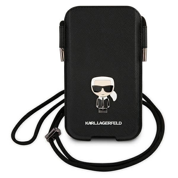 Karl Lagerfeld Saffiano Ikonik Karl 6.7'' handbag - black
