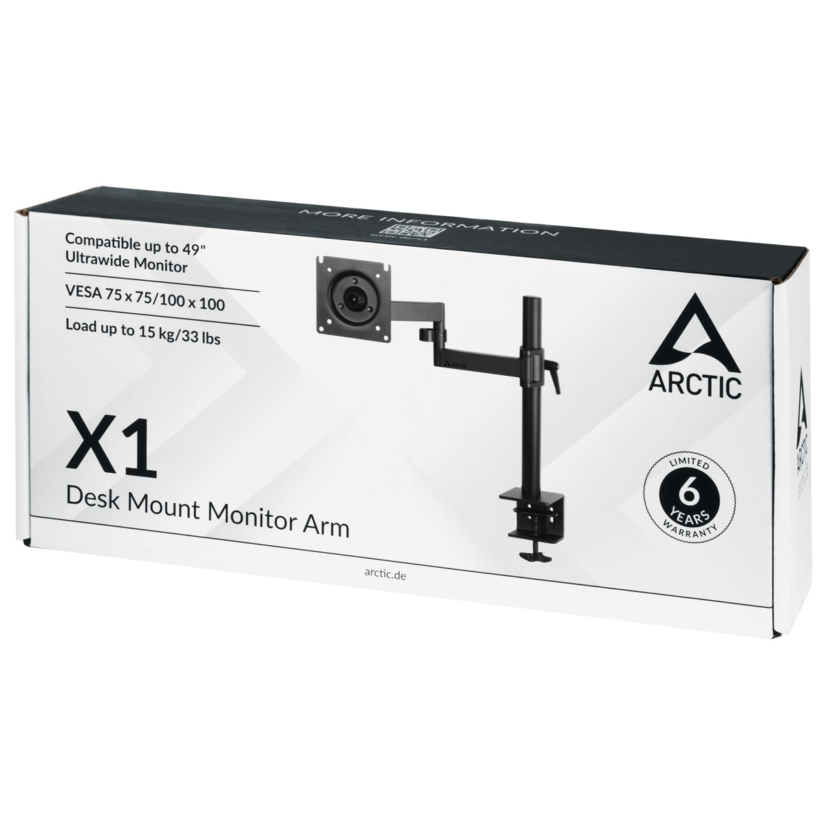 ARCTIC X1 109,2 cm (43") Skrivebord Sort
