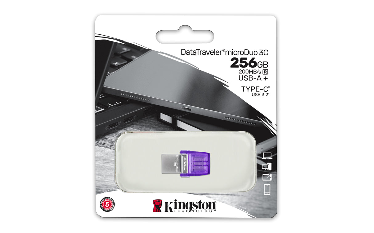 Kingston Technology DataTraveler 256 GB microDuo 3C 200 MB/s, dobbelt USB-A + USB-C