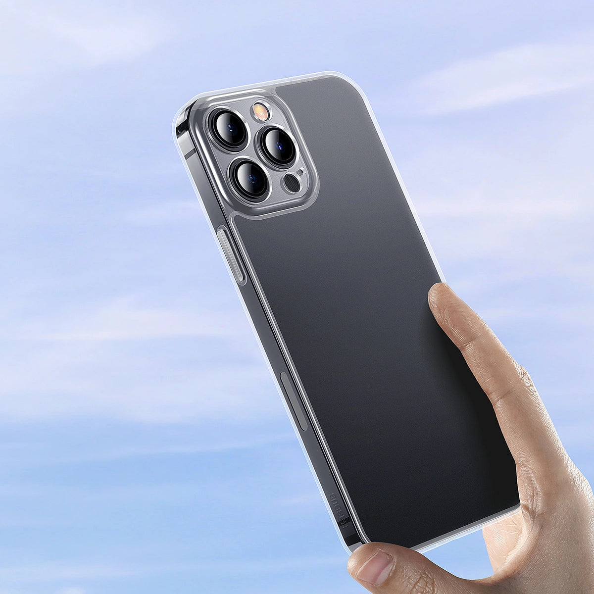 Baseus Frosted Glass Case Cover til iPhone 13 Pro Max Hard Cover med Gel Frame Transparent (ARWS000802)