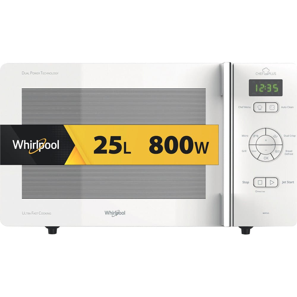 Whirlpool Chef Plus MCP 345 WH Hvid Grill mikroovn Bordplade 25 L 800 W
