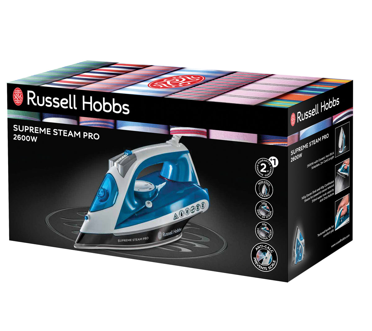 Russell Hobbs Supreme Steam Pro 2600 W 0,31 L Keramisk strygesål Blå, Hvid