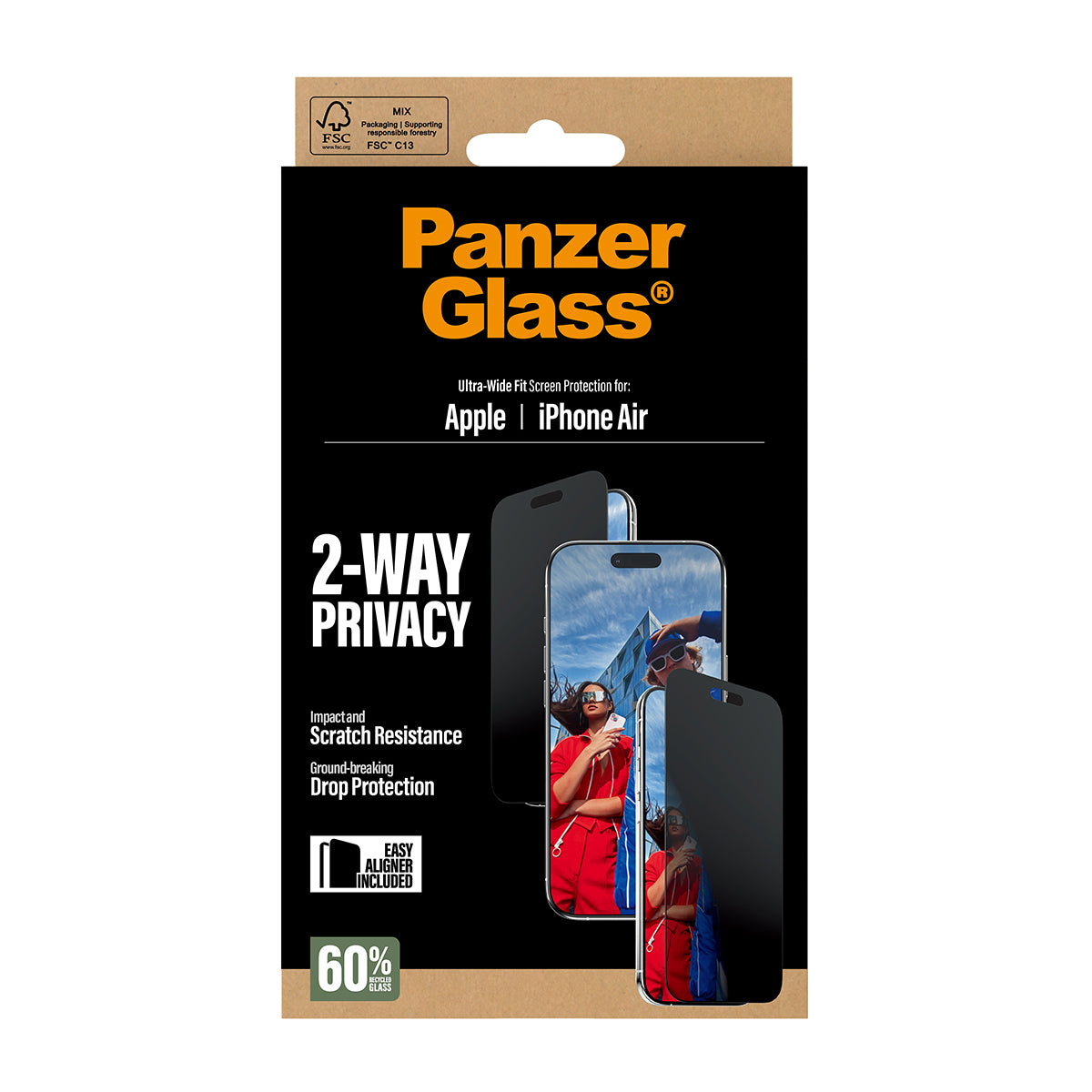 PanzerGlass ® 2-Way Privacy Skærmbeskyttelse iPhone Air | Ultra-Wide Fit m. EasyAligner