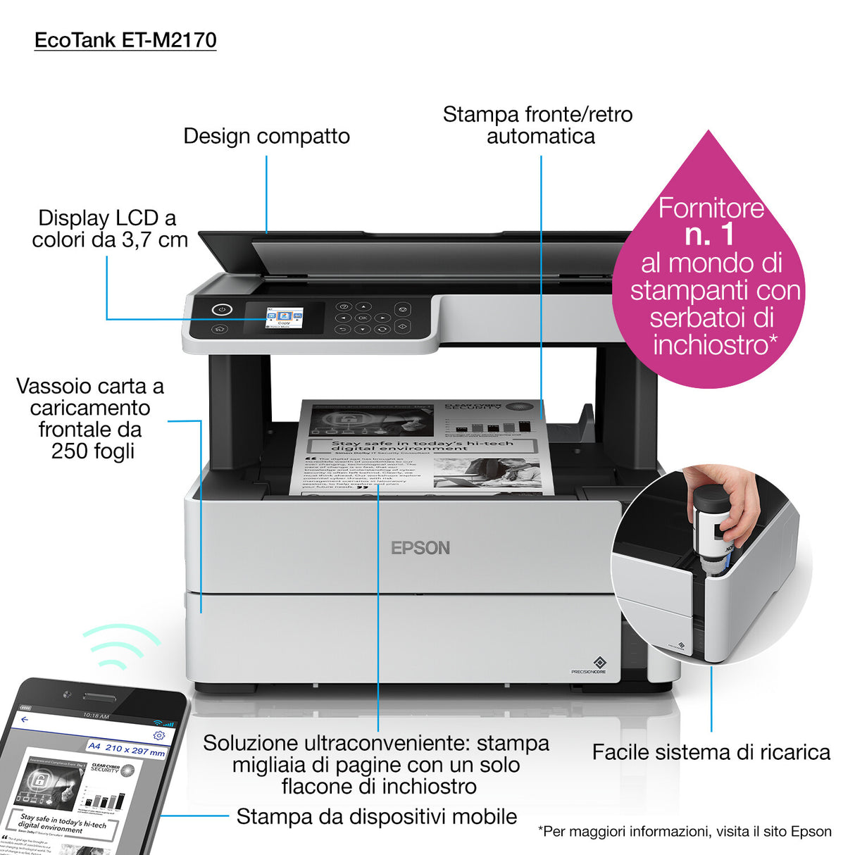 Epson EcoTank M2170 Inkjet A4 1200 x 2400 dpi 39 sider pr. minut Wi-Fi