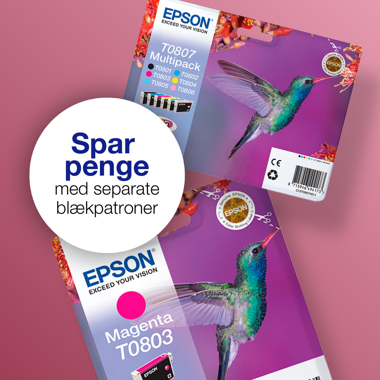 Epson Hummingbird Enkeltpakke, cyan T0802 Claria Photographic Ink