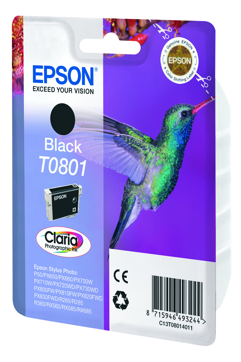 Epson Hummingbird T0801 blækpatron 1 stk Original Sort