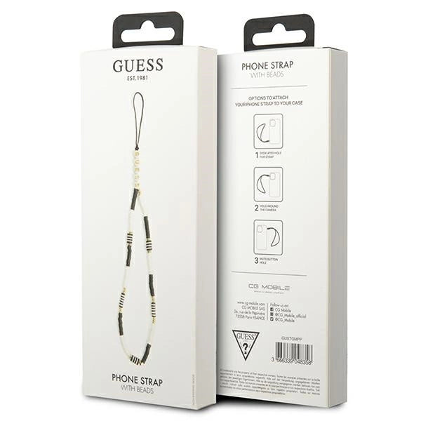 Guess pendant GUSTBCKH Telefonrem sort-hvid/sort-hvid Heishi perler