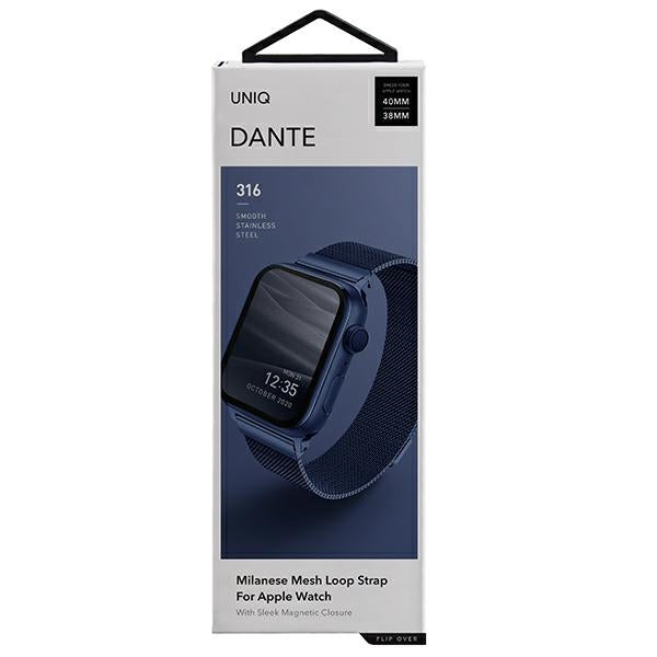 Uniq Dante rustfrit stål rem til Apple Watch 1/2/3/4/5/6/7/8/SE/SE2 38/40/41 mm - Blå