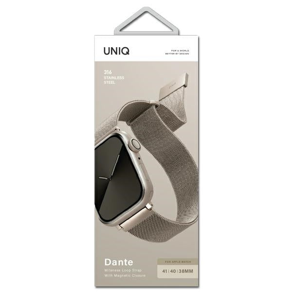 Uniq Dante rustfrit stål rem til Apple Watch 1/2/3/4/5/6/7/8/SE/SE2 38/40/41 mm - beige
