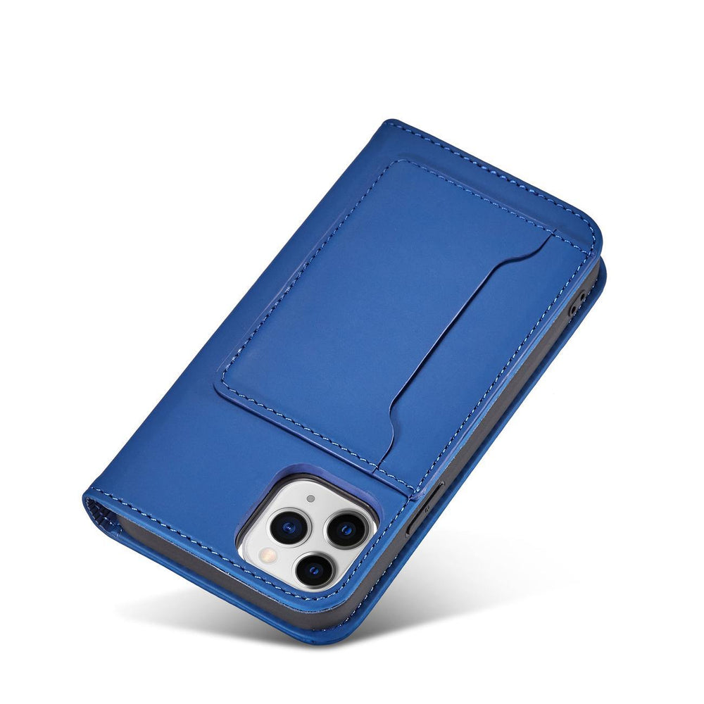 Magnetkortkasse til iPhone 12 Pro cover kort tegnebog kort stativ blå