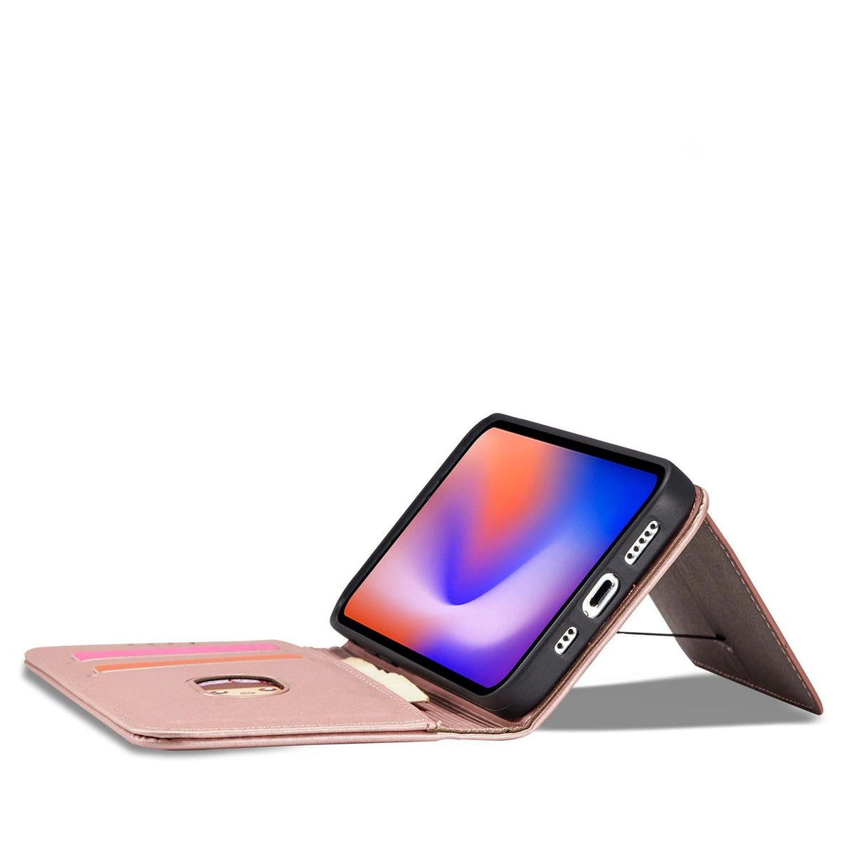 Magnetkortkasse til iPhone 12 Pro Max lommekort tegnebog kortholder Pink