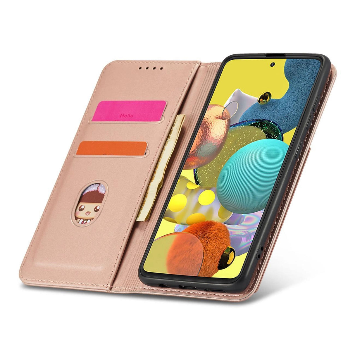 Magnetkort Hylde Hylde til Samsung Galaxy A13 5G lommepung tegnebog Kortholder Pink