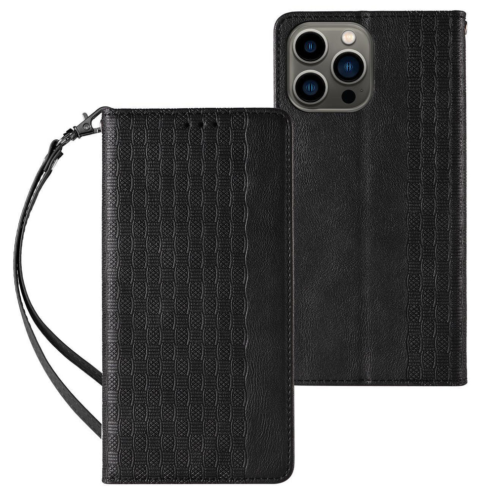 Magnet Strap Case Case for iPhone 13 Pro Pouch Wallet + Mini Lanyard Pendant Svart
