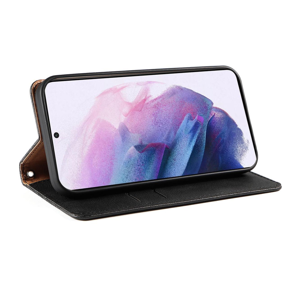 Magnet Strap Case Case for Samsung Galaxy S22 + (S22 Plus) Taske Wallet + Mini Lanyard Pendant Svart