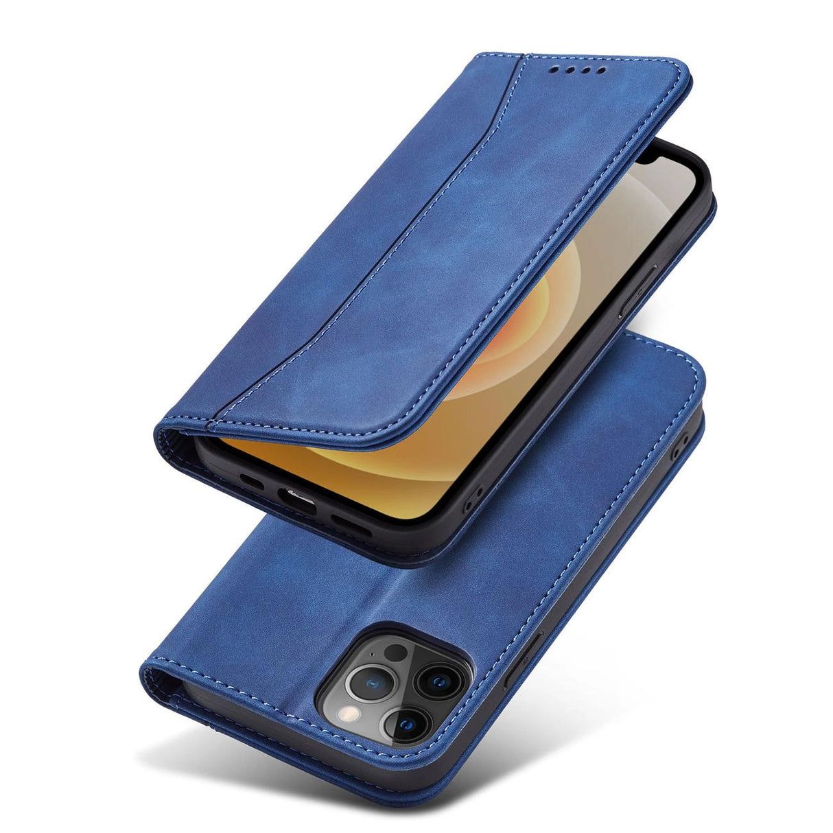 Magnet Fancy Case Case for iPhone 12 Pro Max lommekort Wallet Card Stand Blue