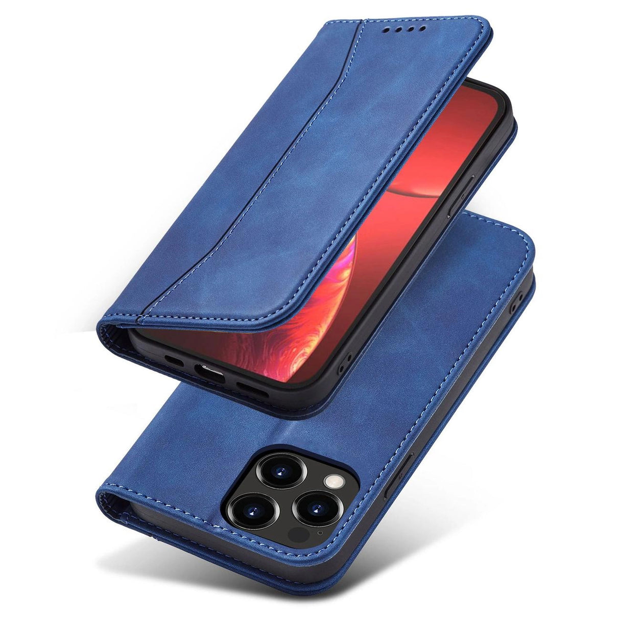 Magnet Fancy Case Case for iPhone 13 Pro lommekort Wallet Card Stand Blue