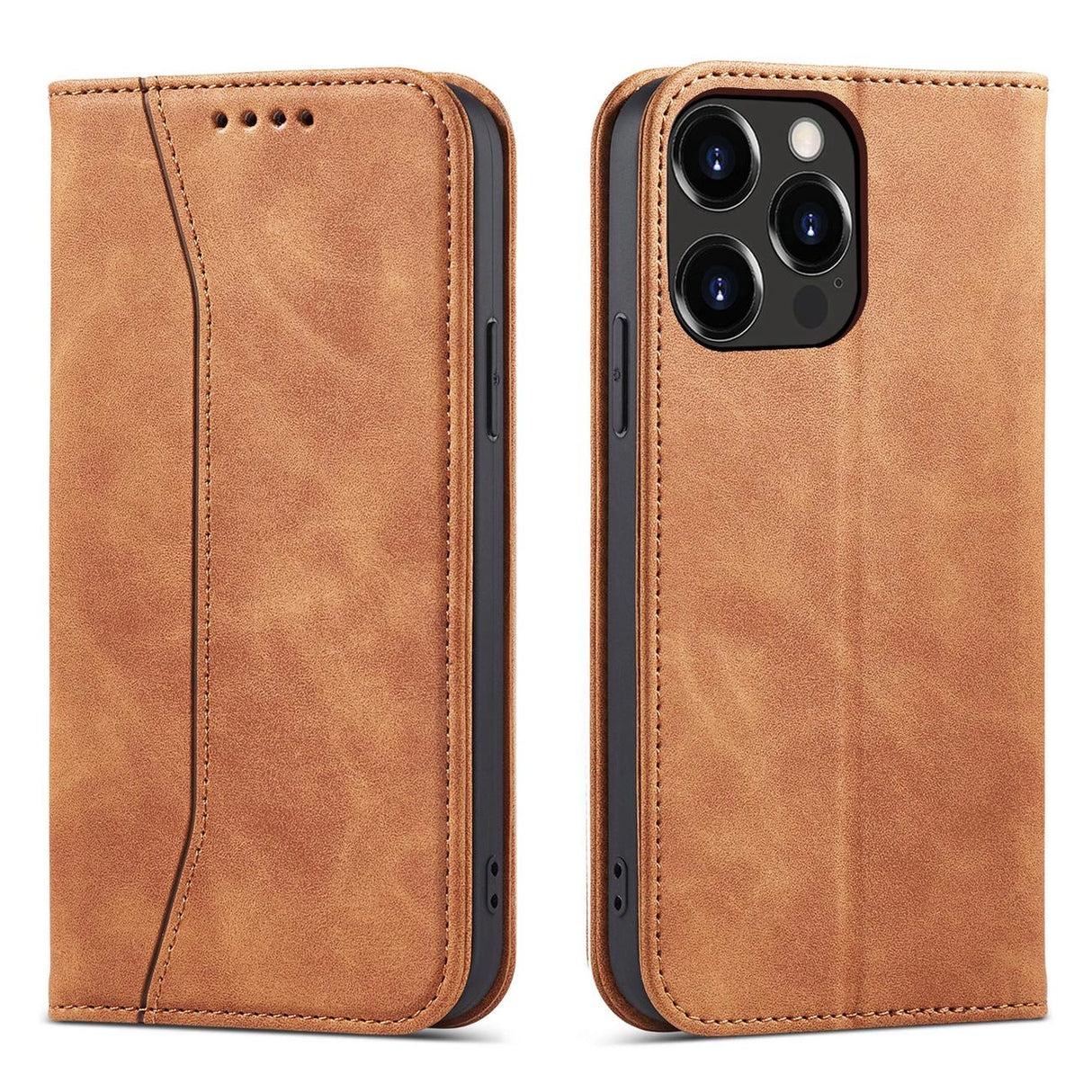 Magnet Fancy Case Case for iPhone 13 Pro Max lommekort Wallet Card Holder Brown