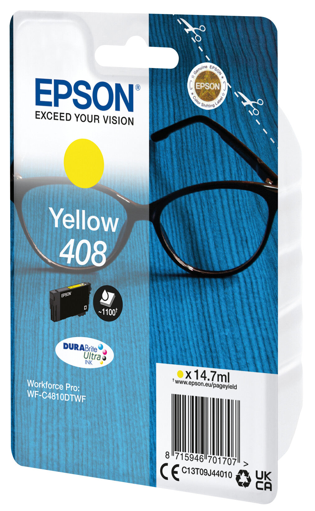 Epson 408 briller DURABrite Ultra enkeltpakke gult blæk