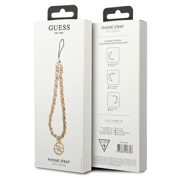 Guess pendant GUTSAS4P Phone Strap pink / pink kæde Metal 4G Charm