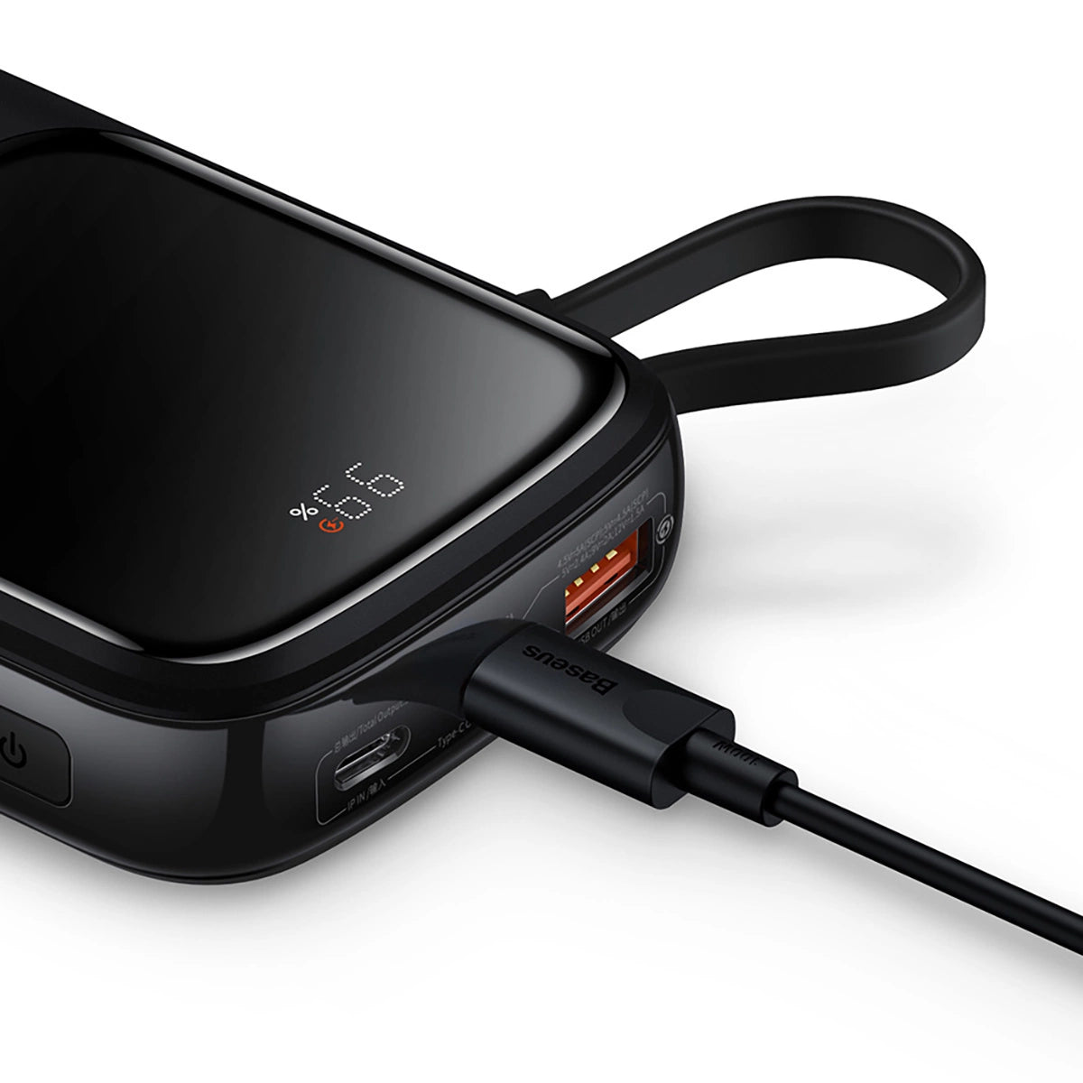 Baseus Qpow power bank 10000mAh indbygget USB Type-C kabel 22,5W Quick Charge SCP AFC FCP hvid (PPQD020102)