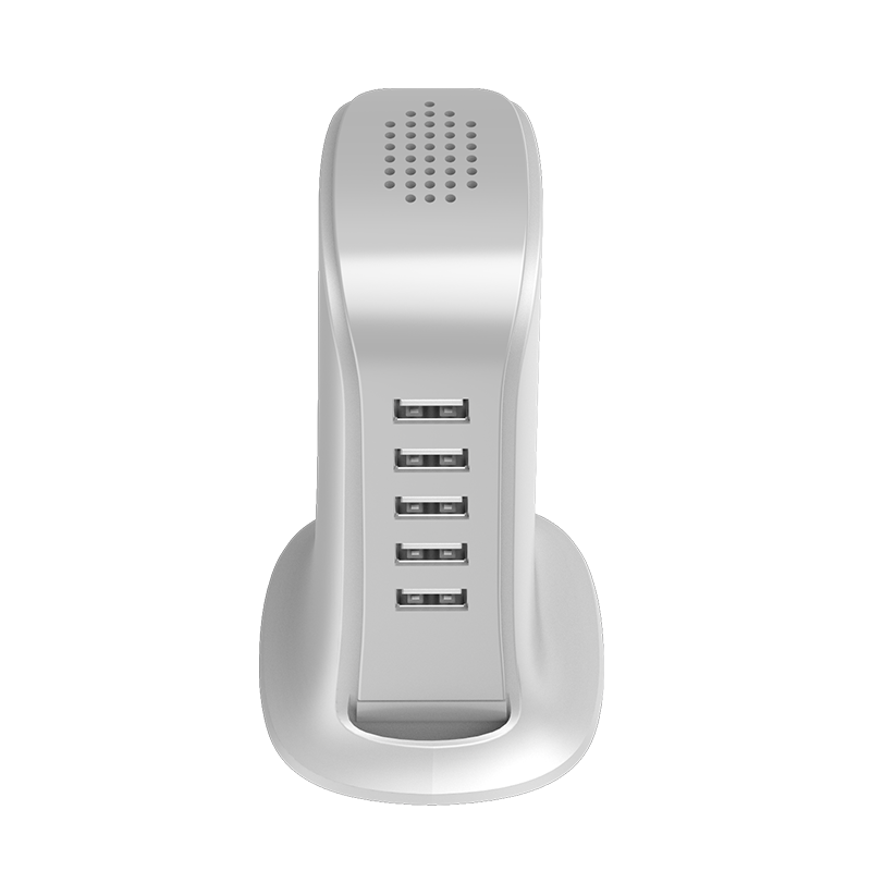 Dudao 5x USB-oplader med indbygget EU-strømskabel hvid (A5EU)