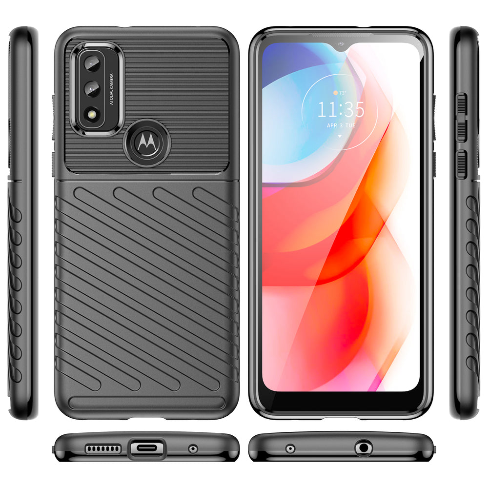 Thunder Case fleksibelt pansret cover til Motorola Moto G Play 2022 sort