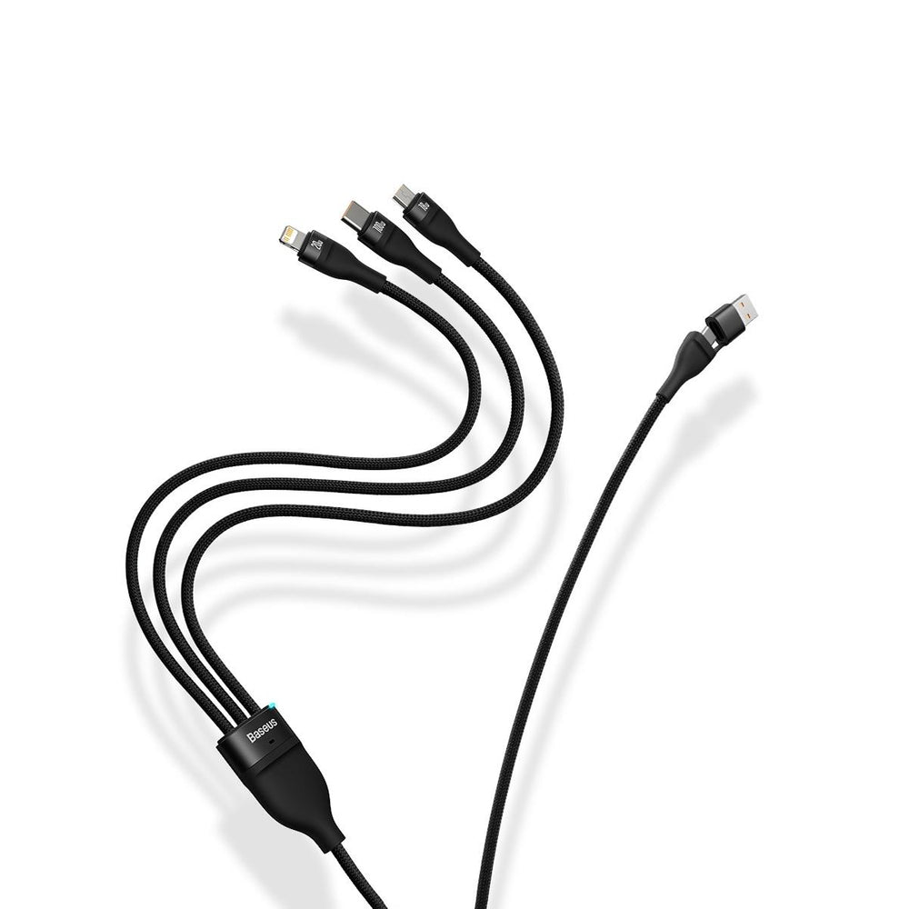 Baseus Flash Series II USB Type C / USB Type A kabel - USB Type C / Lightning / micro USB 100 W 1,2 m sort (CASS030101)