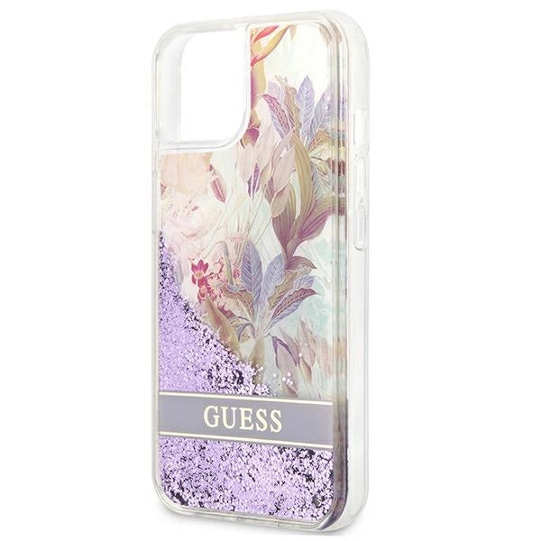 Guess GUHCP13SLFLSU iPhone 13 mini 5.4" lilla/lila hardcase Flower Liquid Glitter