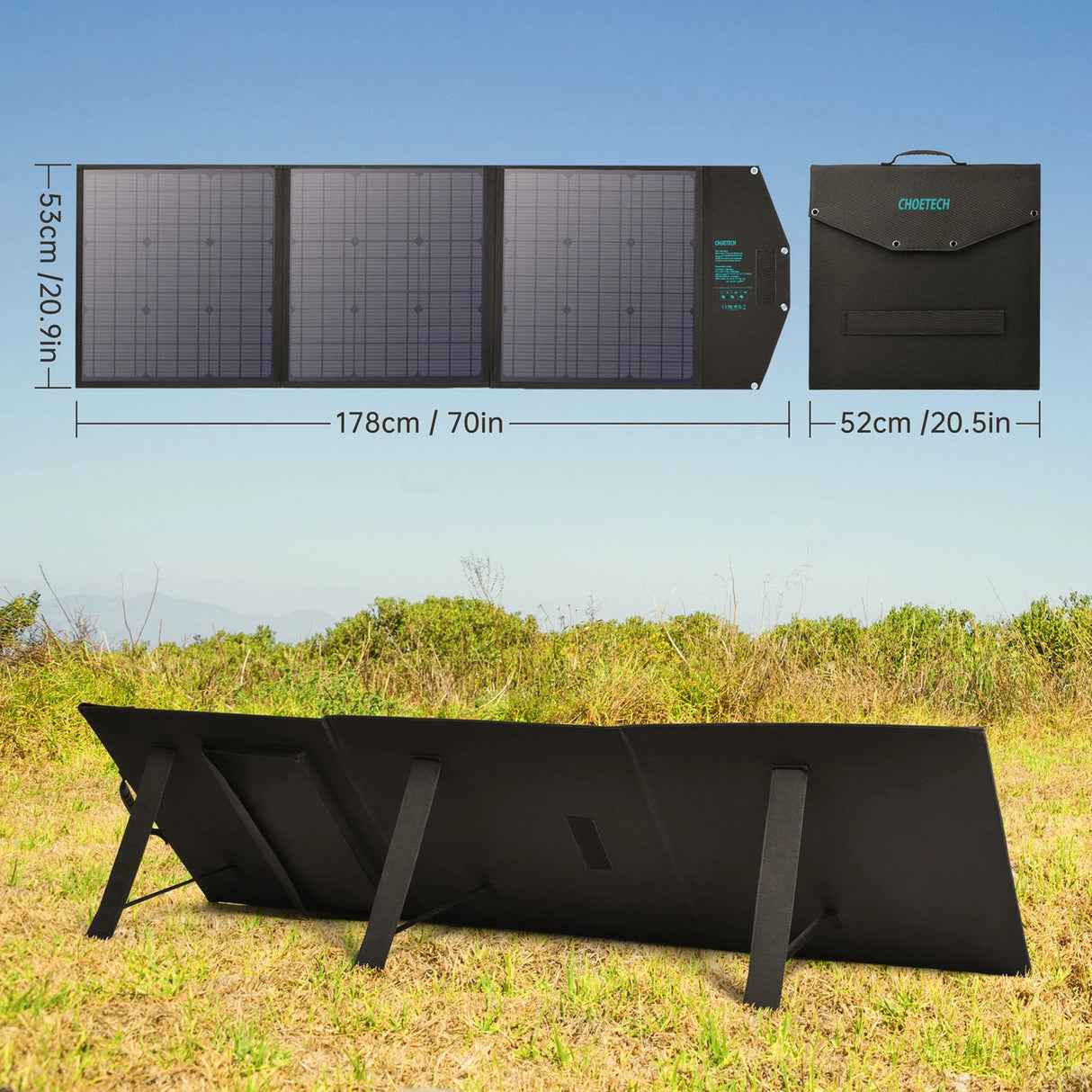 Choetech SC008 solopladning 120W DC / USB-C / 2x USB-A - sort