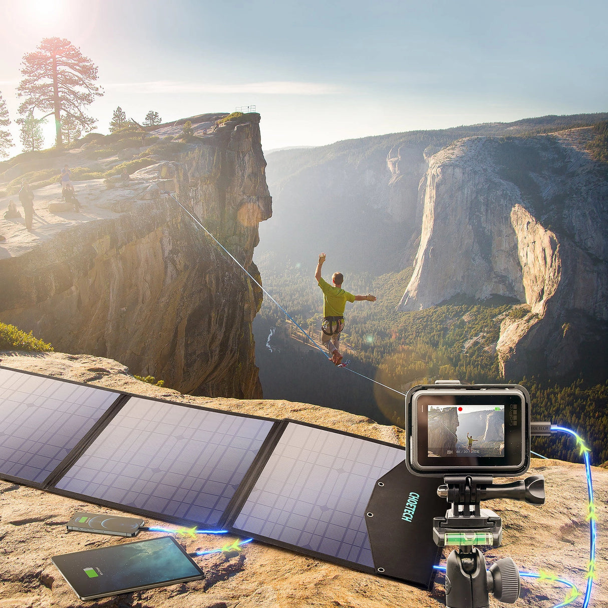 Choetech SC008 solopladning 120W DC / USB-C / 2x USB-A - sort