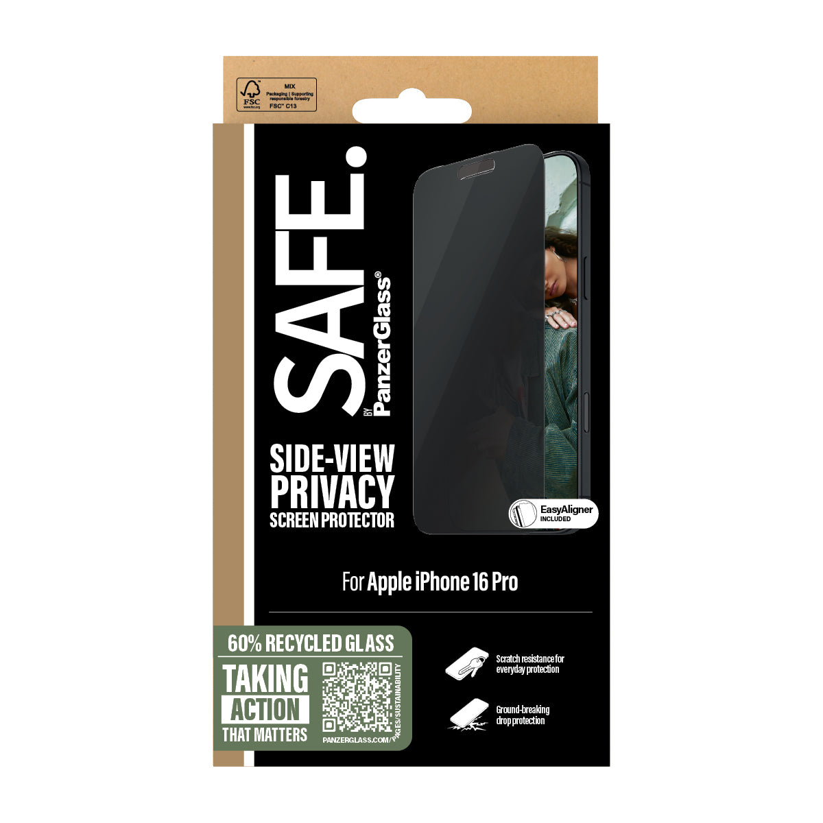 SAFE. Privacy by PanzerGlass Apple iPhone 16 Pro 6.3 | Ultra-Wide Fit