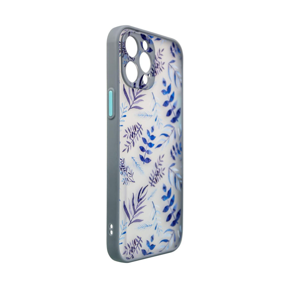 Design Case for iPhone 12 Pro Max blomsterhylster mørkblå