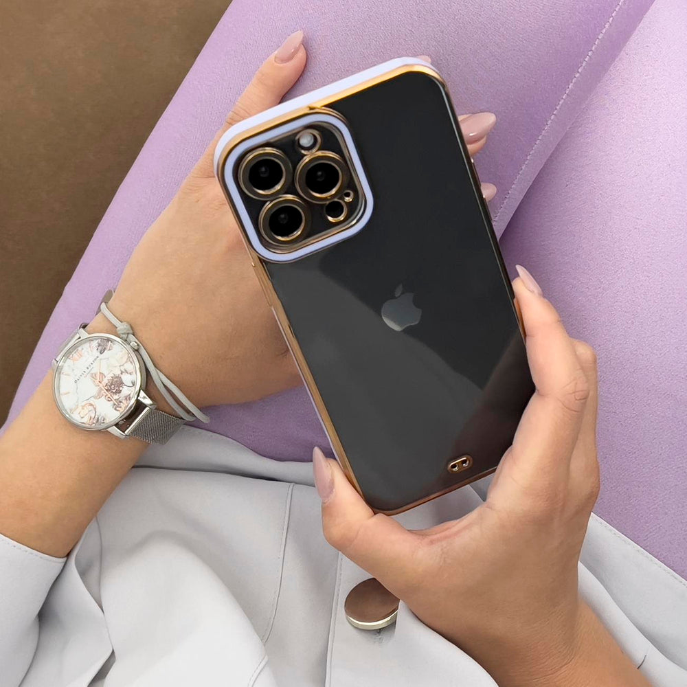 Fashion Case Case til Samsung Galaxy A12 5G Guldramme Gel Cover Purple